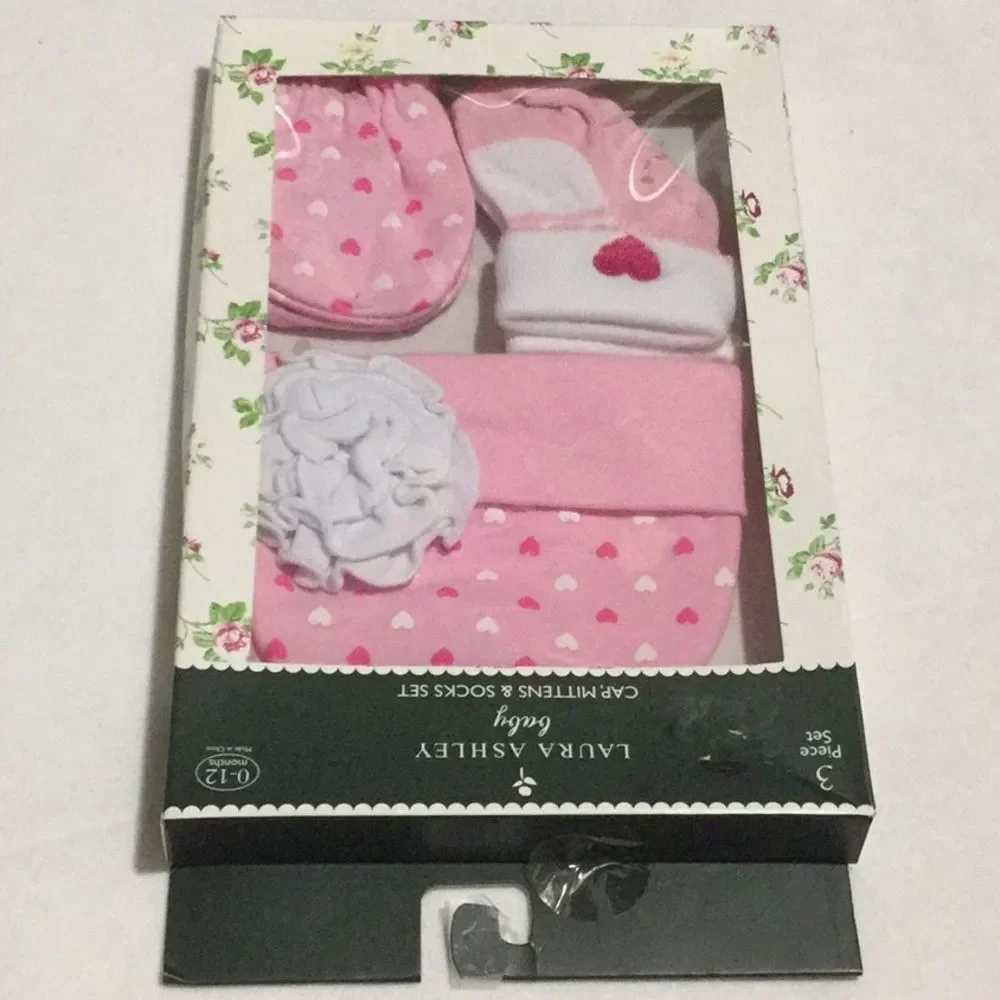 Laura Ashley baby 3 Piece Set Pink Hearts